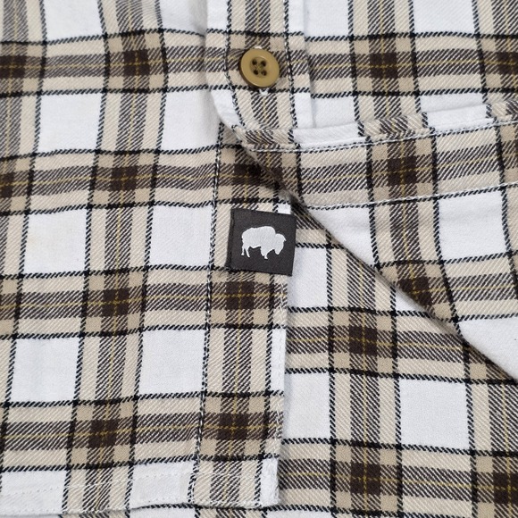 Mountain Khakis Shirt Mens 2XL Flannel Long Sleeve Shirt Plaid Beige Khaki White - Picture 4 of 9